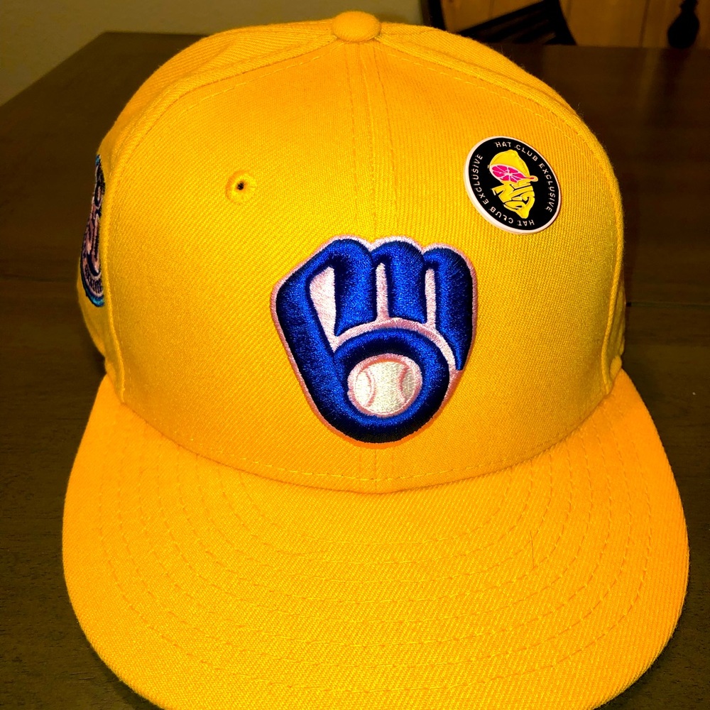Hatclub Exclusive Pink Lemonade New Era 5950 Milwaukee Brewers Fitted Hat